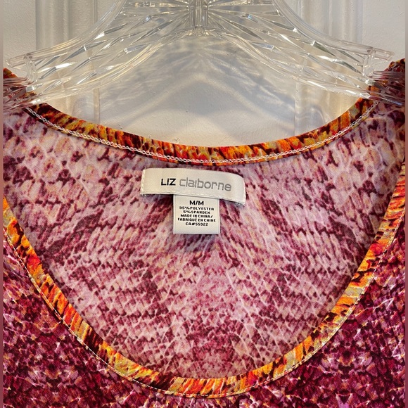 Liz Claiborne Red and Orange Print Scoop Neck Tank Top Blouse - Size M - Picture 3 of 3